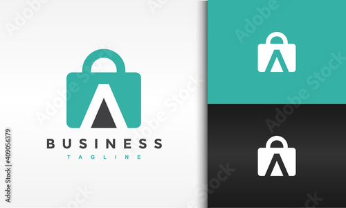 initial A suitcase logo
