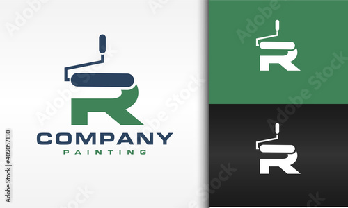 initials R paint roller logo