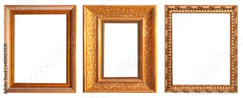 Frames picture baguettes isolated on white background set.