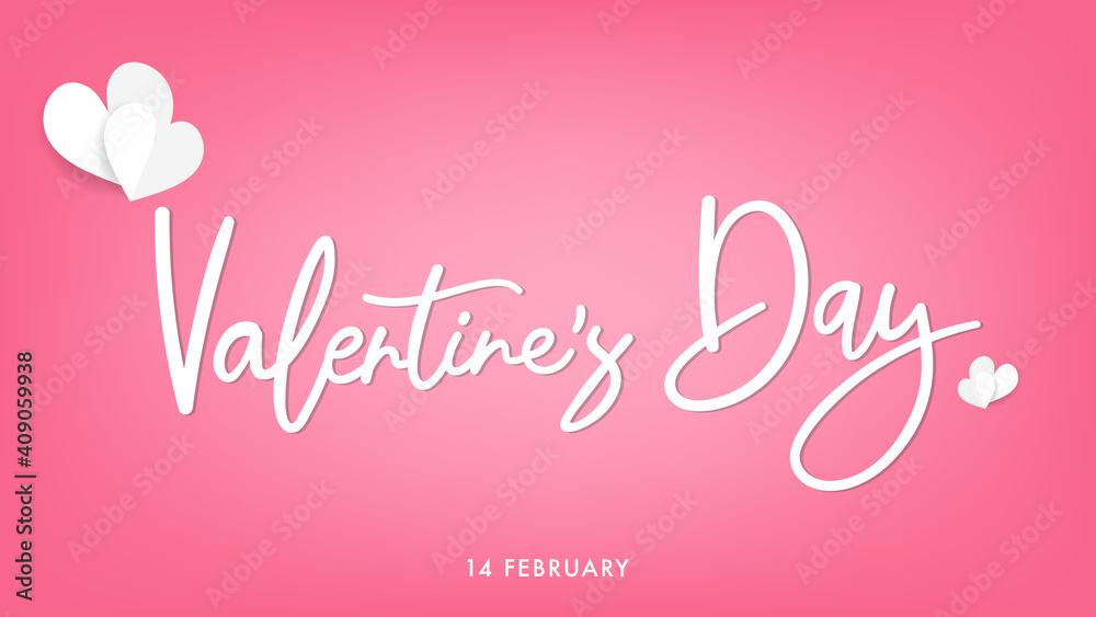 Valentines Day typography  with handwritten calligraphy on Pink background. Vector Illustration EPS 10