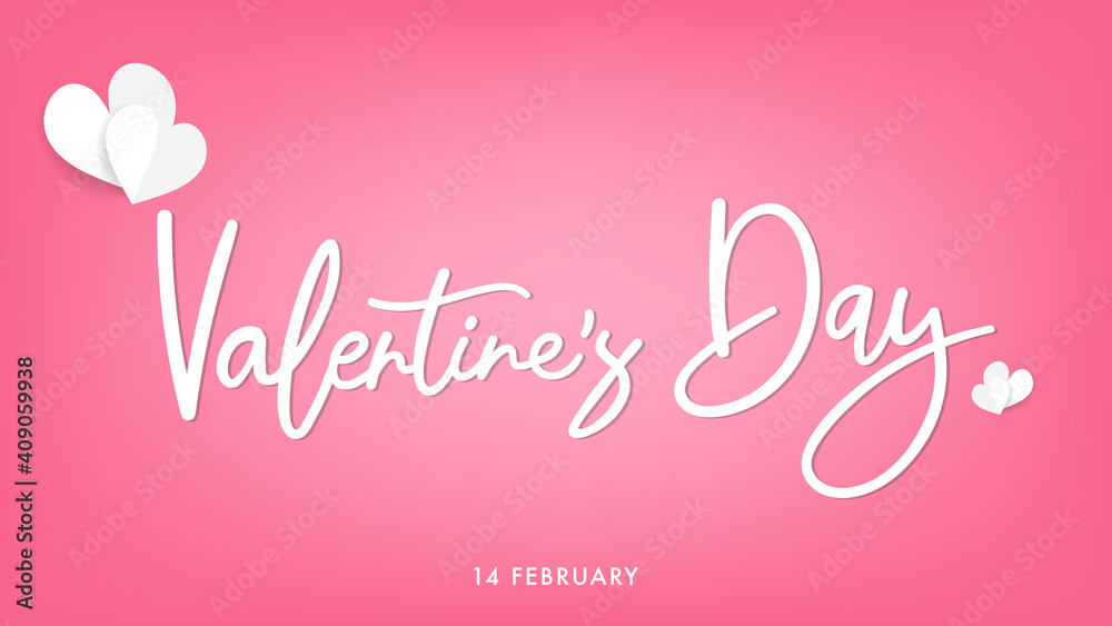 Valentines Day typography with handwritten calligraphy on Pink background. Vector Illustration EPS 10 Valentines Day typography with handwritten calligraphy on Pink background. Vector Illustration EPS 10