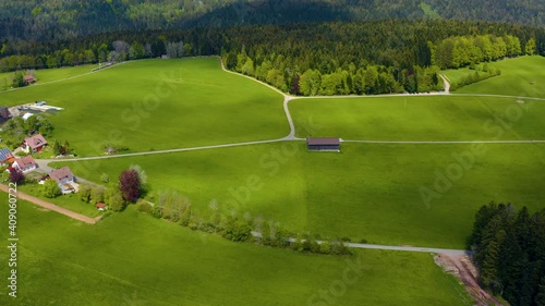 Aerial view around the village Schömberg in the black forest in Germany. on a sunny spring day in Germany. photo