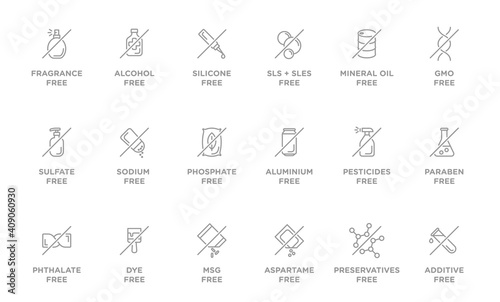 Natural, organic, eco, bio product badges, no additives