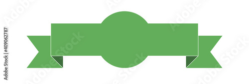 green ribbon banner label on white background	