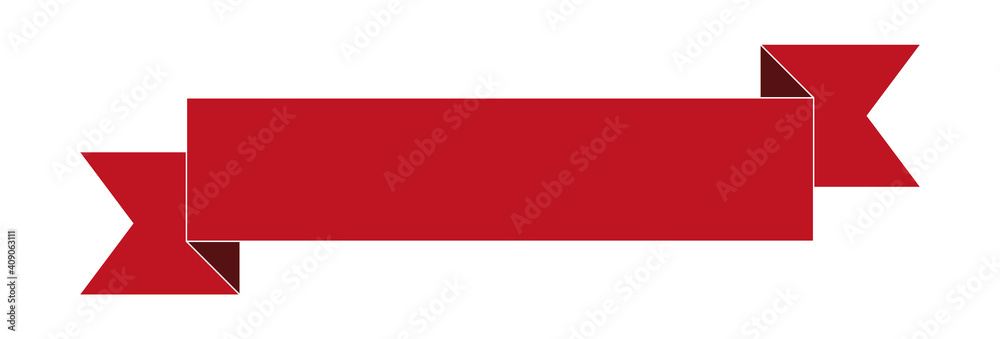 red ribbon banner label on white background red ribbon banner label on white background