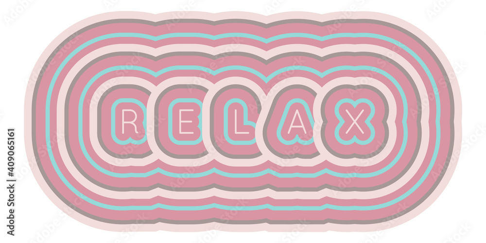 Word RELAX with concentric contour paths in smooth colors, isolated on white background. Flat style inspirational illustration. For cards, stickers, icons, labels, t-shirt, posters and more. Word RELAX with concentric contour paths in smooth colors, isolated on white background. Flat style inspirational illustration. For cards, stickers, icons, labels, t-shirt, posters and more.