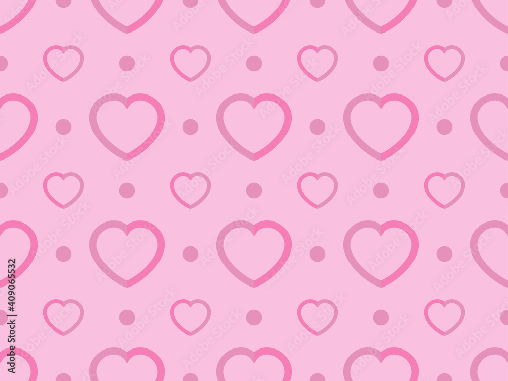 Hearts seamless pattern for Valentine's day. Hearts on a pink background. For printing on paper, advertising materials and fabric. Vector illustration