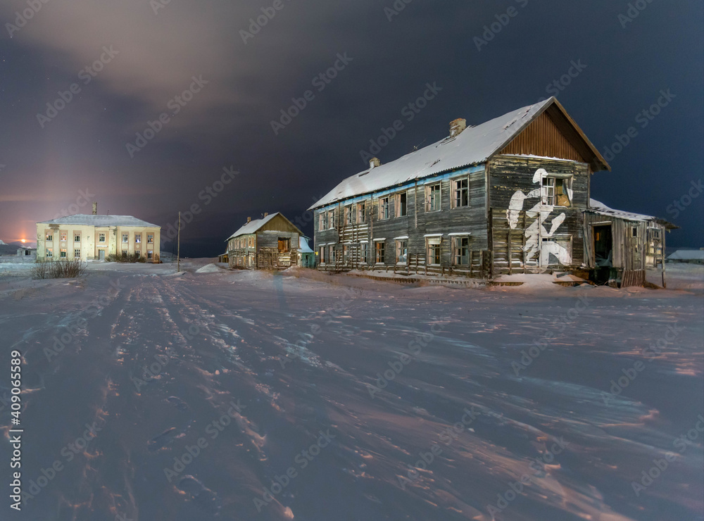 Abandoned houses in Teriberk. Murmansk region. Russia Abandoned houses in Teriberk. Murmansk region. Russia
