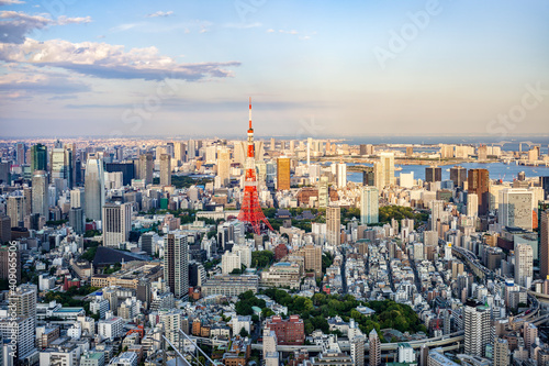 Photography Aerial view of the Tokyo skyline, Japan