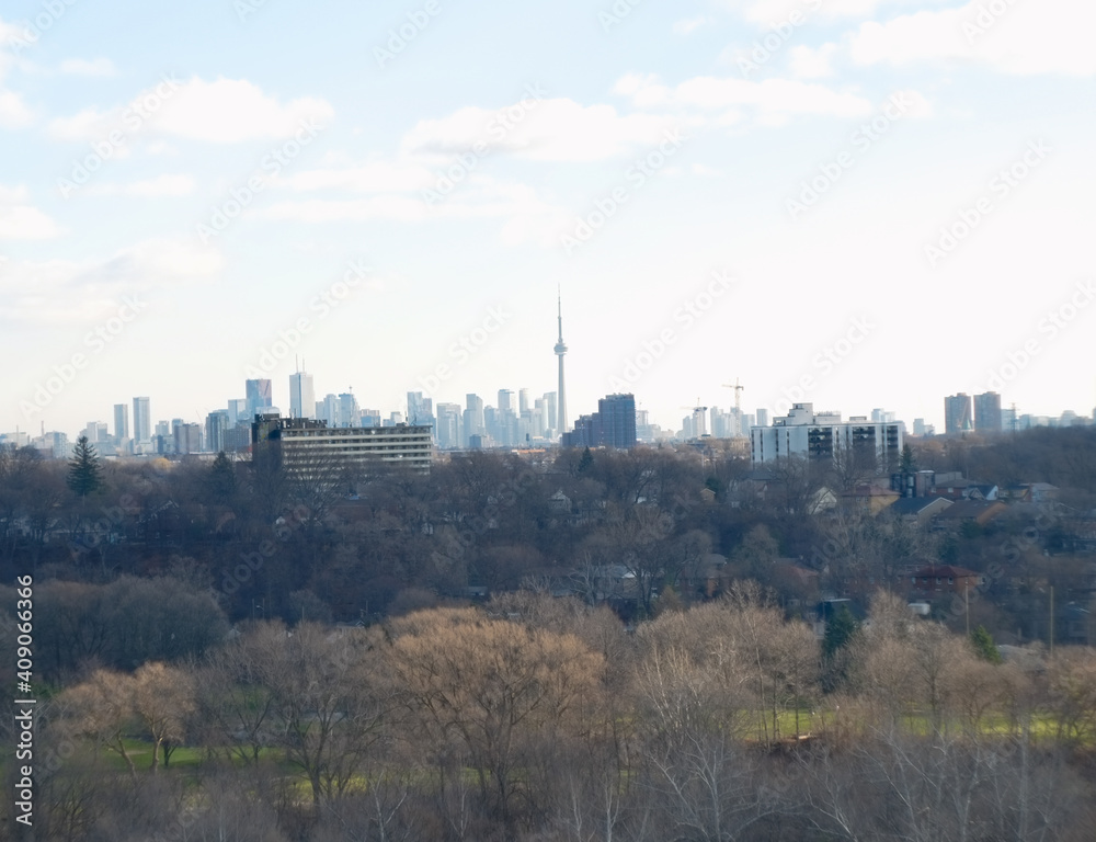 Toronto skyline in autumn as seen from Etobicoke