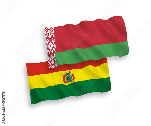 Flags of Bolivia and Belarus on a white background