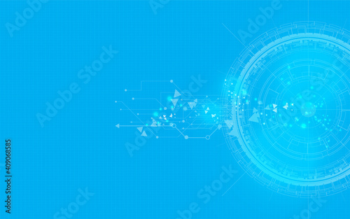 Technology planet circle blue background abstract art design for network circuit communication energy power concept art