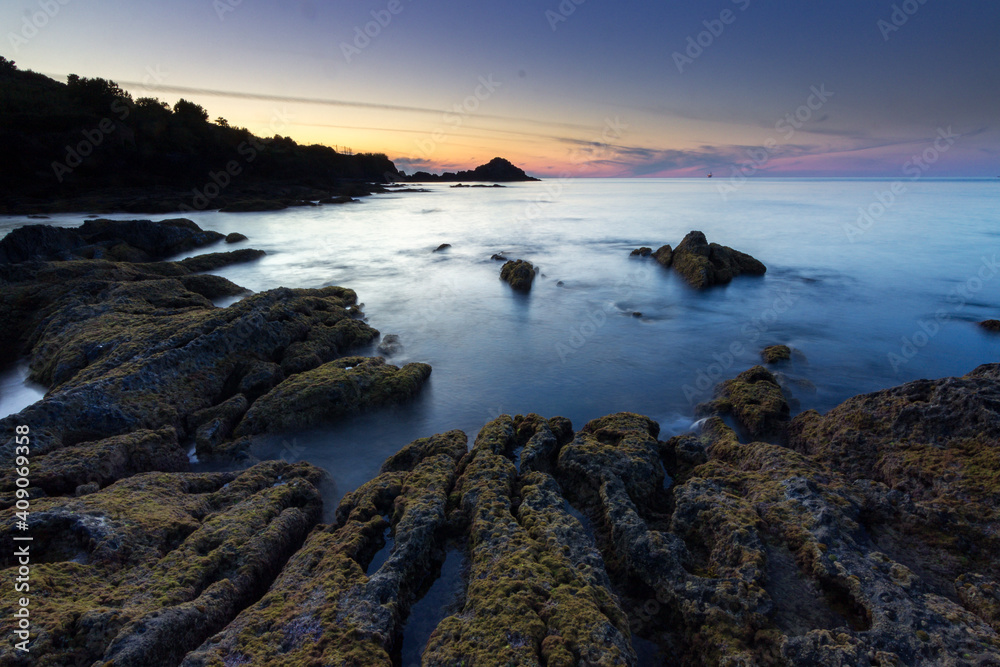 Sunset from the coast of Biscay in Mundaka (Basque Country - Spain)
