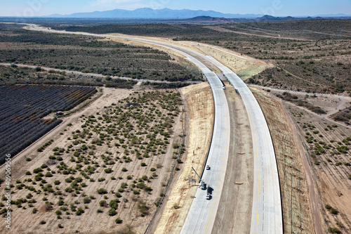 Final stages of new freeway viewed from above