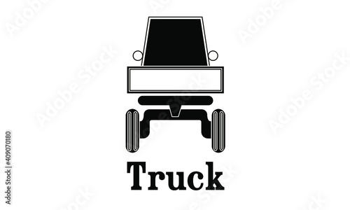 Truck body, cab and wheels rear view