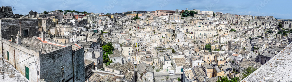 Extra wide aerial view of Matera