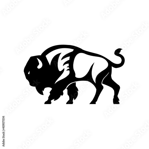 buffalo bull logo design template inspiration, vector illustration