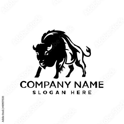 buffalo bull logo design template inspiration, vector illustration