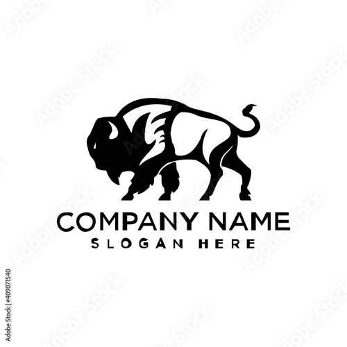 buffalo bull logo design template inspiration, vector illustration