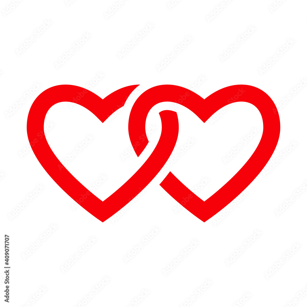 Abstract heart shape for valentine. Vector illustration. Red heart outline icon in flat style. The heart as a symbol of love.