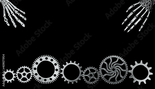 Canvas Print horror concept banner and background - cyber punk and skull style - Halloween