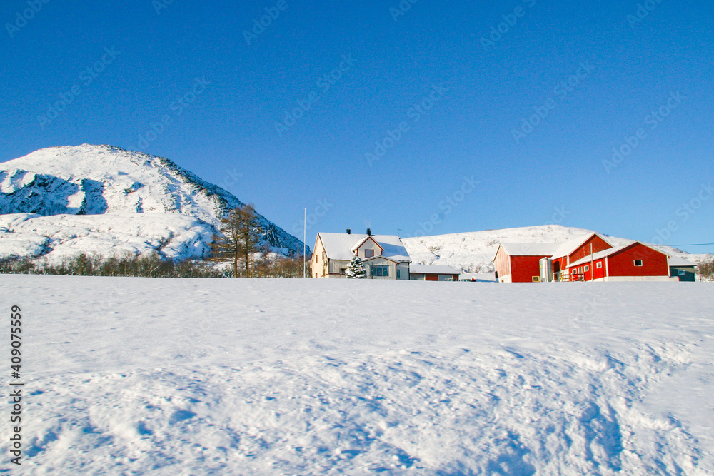 Winter, snow and cold in Sømna municipality. ,Helgeland,Nordland county,Norway,scandinavia,Europe