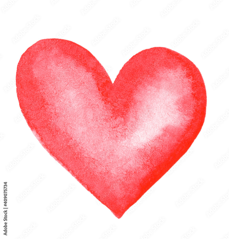 watercolor red heart isolated on white background