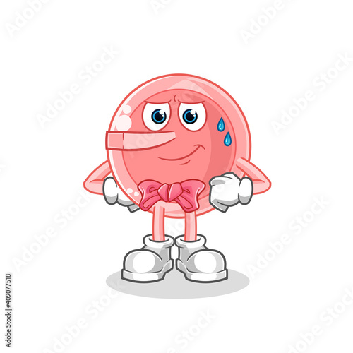 ovum lie like Pinocchio character. cartoon mascot vector