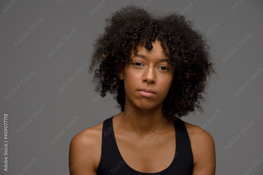 Young black woman portrait in studio Young black woman portrait in studio