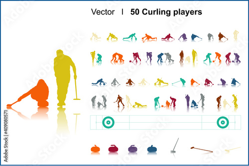 50 joueurs de Curling - Vecteur