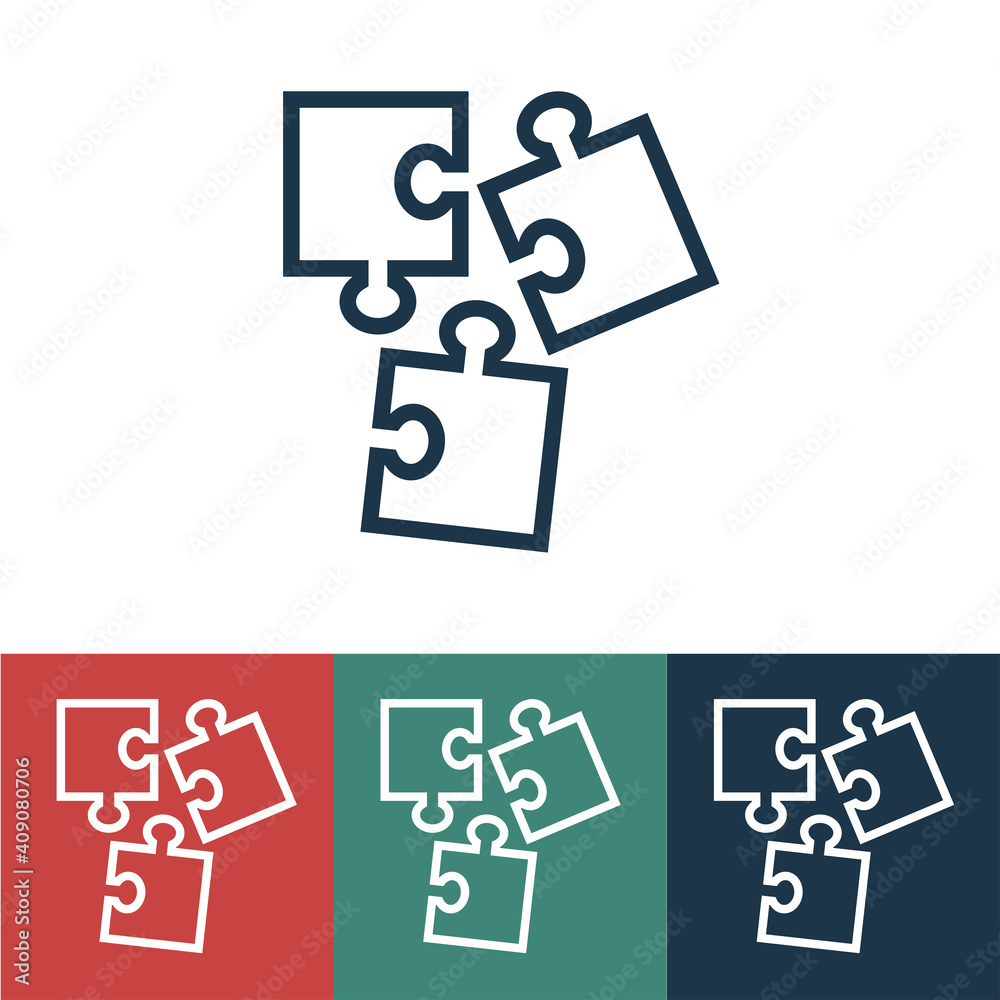 Linear vector icon with disassembled puzzle Linear vector icon with disassembled puzzle