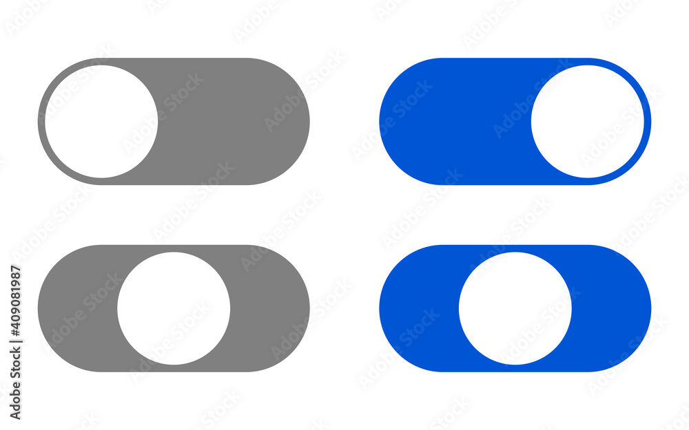 On Off Switch Button Slider Icon Set. Vector Image. On Off Switch Button Slider Icon Set. Vector Image.