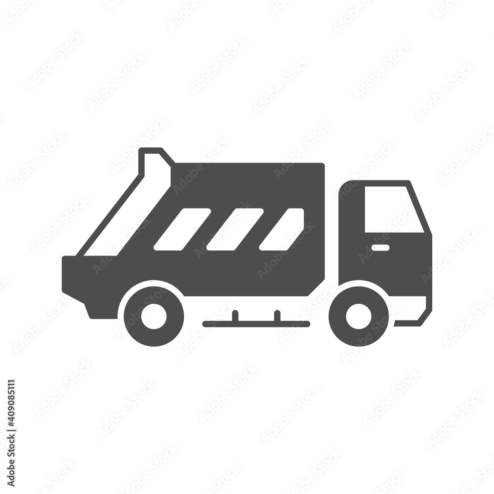 Garbage truck glyph icon or urban service car