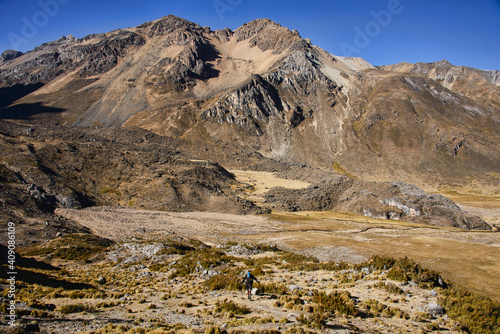 Stunning view from Santa Rosa Pass on the Cordillera Huayhuash circuit, Ancash, Peru 