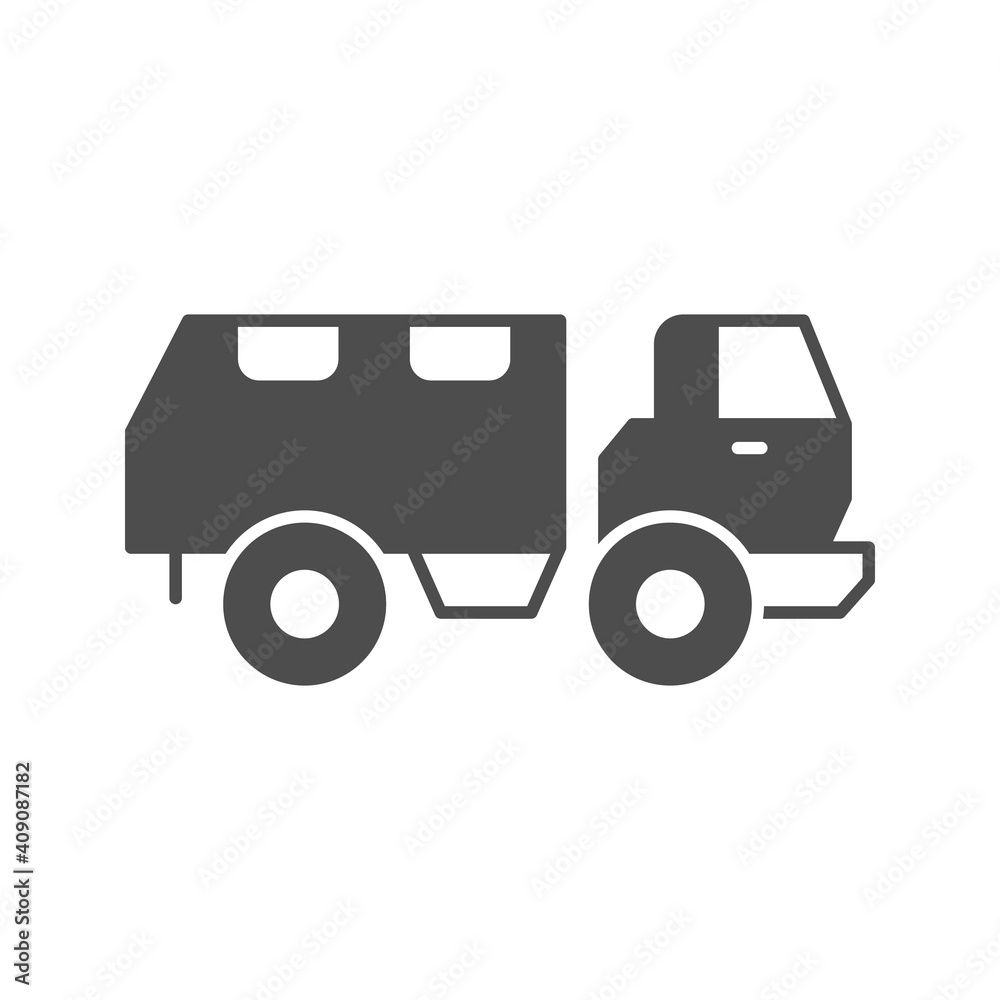 Military off road truck glyph icon Military off road truck glyph icon