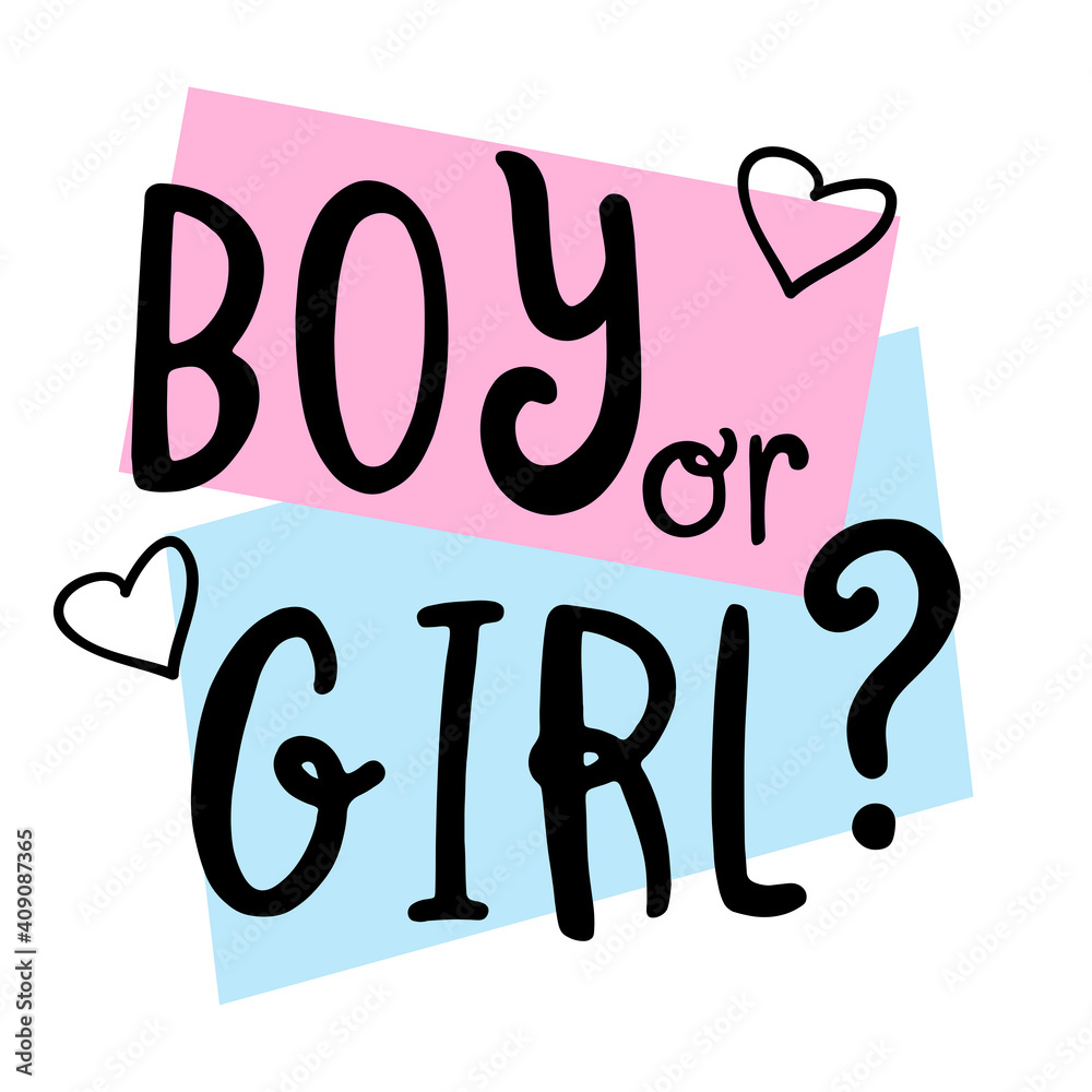 Boy or girl? Gender reveal party card, banner vector element design