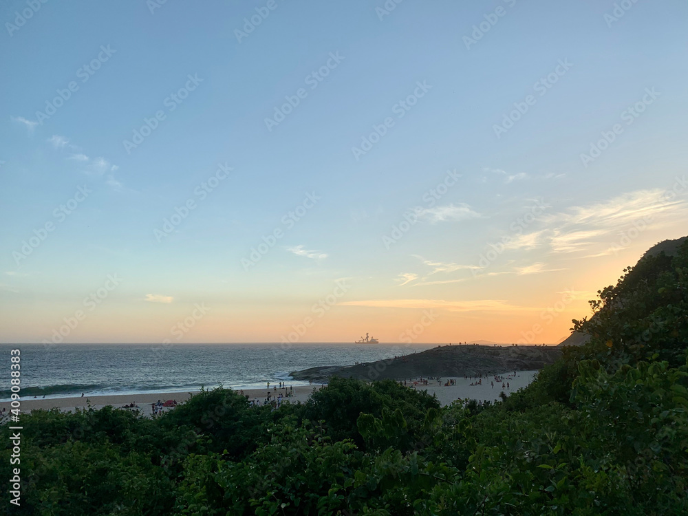 Obraz premium sunset over the river