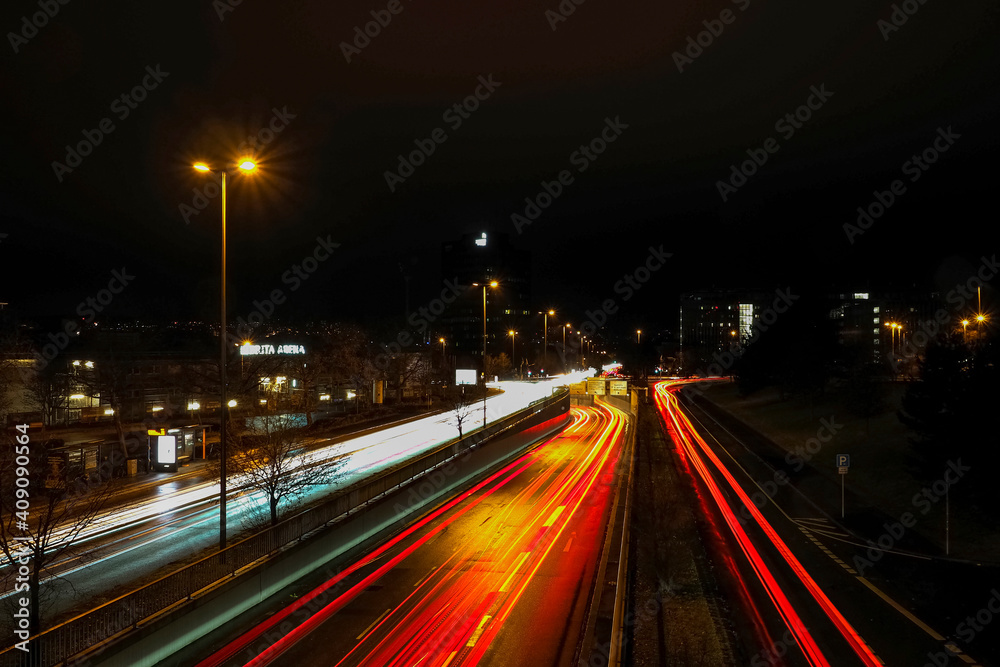 A nice picture of light streaks in the night