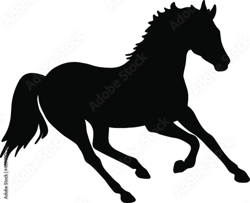 Icon of horse silhouette. Black vector illustration of mustang stallion