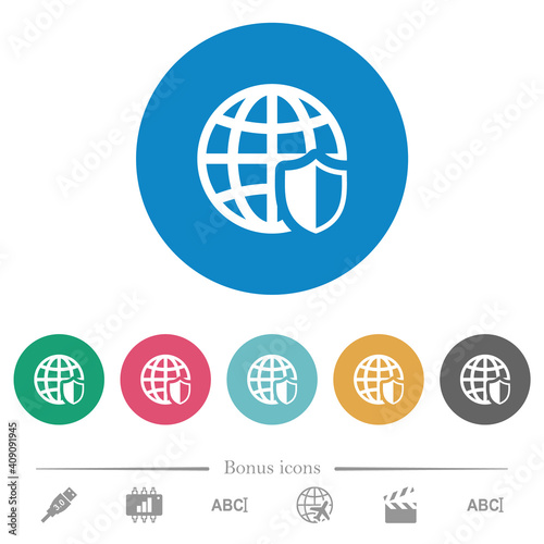 Internet security flat round icons