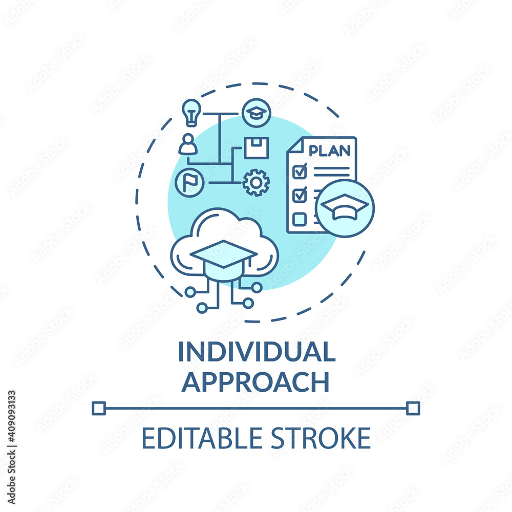 Individual approach concept icon. Online teaching tips. Homework depends entirely on skills of students idea thin line illustration. Vector isolated outline RGB color drawing. Editable stroke Individual approach concept icon. Online teaching tips. Homework depends entirely on skills of students idea thin line illustration. Vector isolated outline RGB color drawing. Editable stroke
