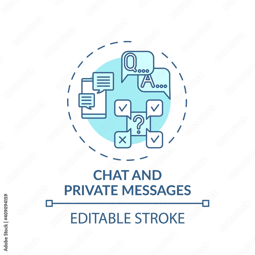 Chat and private messages concept icon. Online course management system elements. Comunicate with learners idea thin line illustration. Vector isolated outline RGB color drawing. Editable stroke