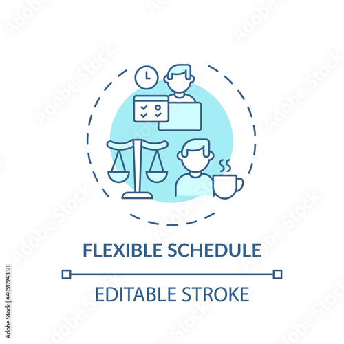 Flexible schedule concept icon. Online tutoring benefits. Study time differs from standart and suits students idea thin line illustration. Vector isolated outline RGB color drawing. Editable stroke