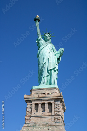 Frontal view of the Statue of Liberty at Liberty Island