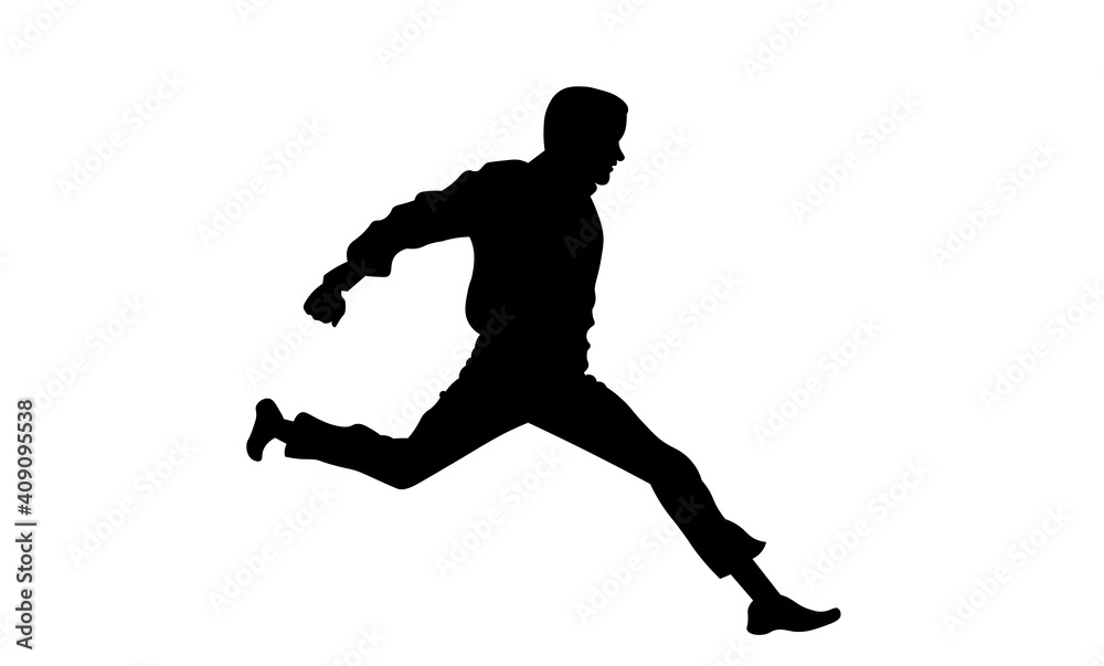 Man running or jumping silhouette vector illustration isolated on white background
