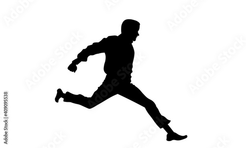 Man running or jumping silhouette vector illustration isolated on white background
