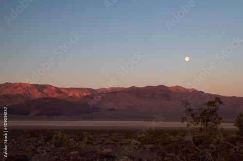 First light before sunrise, Panamint Valley and Argus Range mountains, California landscape