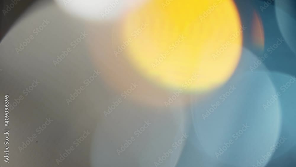 Light Leaks abstract 4K footage. Moving blinking circle lens glow flare bokeh overlays natural animation defocused blurred color background. Compositing over your footage, stylizing video, transitions