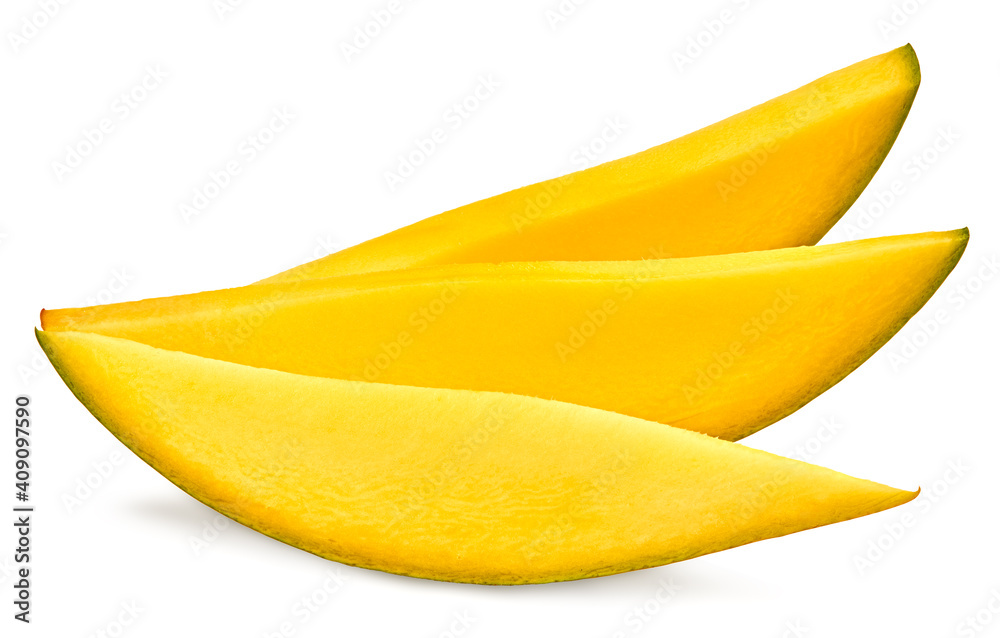 fresh sliced mango isolated on white background. exotic fruit. clipping path fresh sliced mango isolated on white background. exotic fruit. clipping path