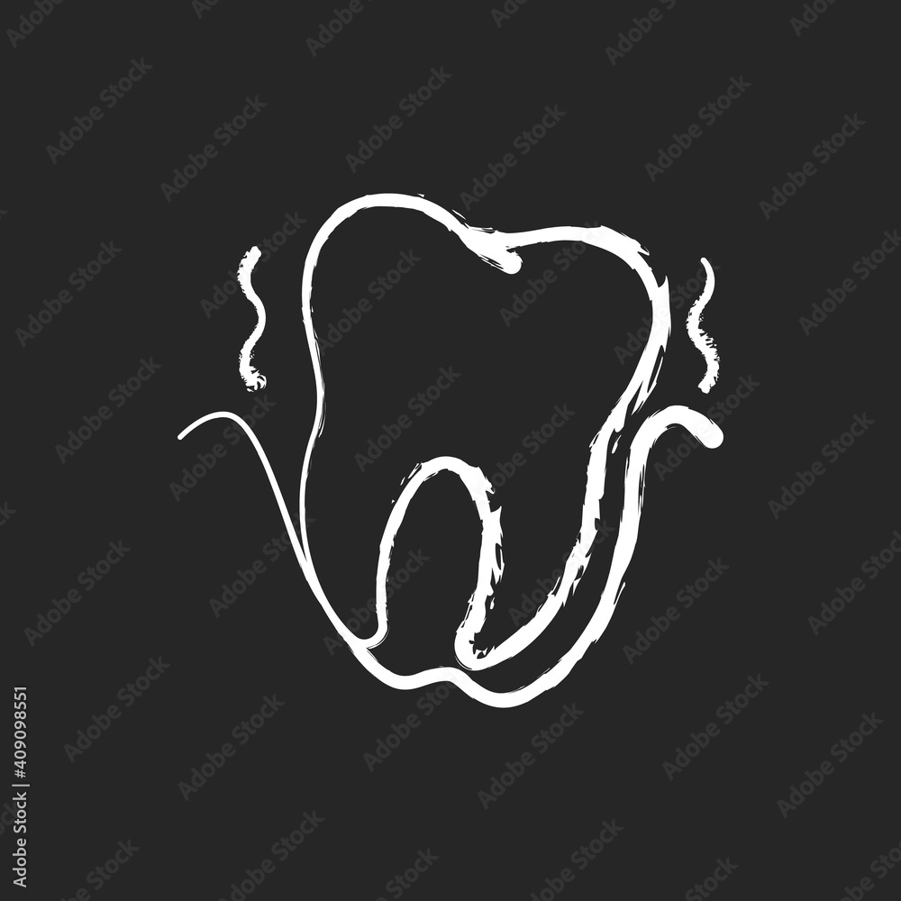 Periodontology chalk white icon on black background. Tooth problems. City family dentistry. Gum disease. Dental surgery. Dental equipment. Isolated vector chalkboard illustration Periodontology chalk white icon on black background. Tooth problems. City family dentistry. Gum disease. Dental surgery. Dental equipment. Isolated vector chalkboard illustration
